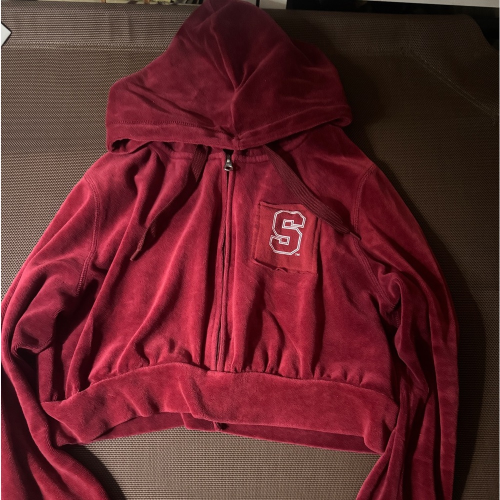 Stanford cropped vintage fullzip velour hoodie